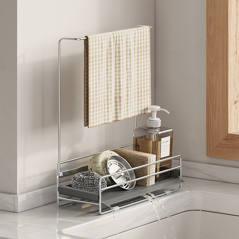 304不锈钢海绵沥水架抹布架