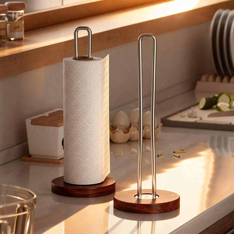 304不锈钢厨房纸巾架卷纸架用纸支架抽纸立架置物架保鲜膜收纳架