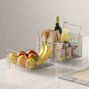 304不锈钢厨房水果蔬菜置物架放菜篮子收纳筐零食架子客厅高颜值