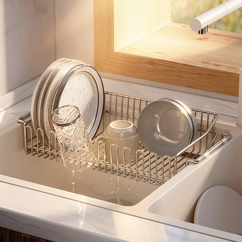304不锈钢厨房水槽上方碗碟沥水架过滤网洗碗池洗菜盆伸缩碗盘架,厨房/烹饪用具,厨房置物架/置物柜/角架,淘宝优惠券,粉丝福利购,淘宝优惠卷