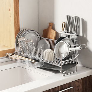 窄边304不锈钢厨房置碗架碗盘碗碟碗筷沥水架洗碗池上沥水架台面