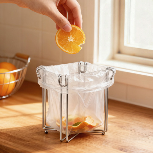 304不锈钢可折叠垃圾架免安装