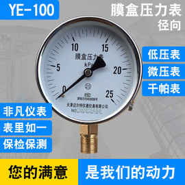 包郵 YE100膜盒壓力表 0-10/16/25/40/60/100KPA千帕天然氣壓力表圖片