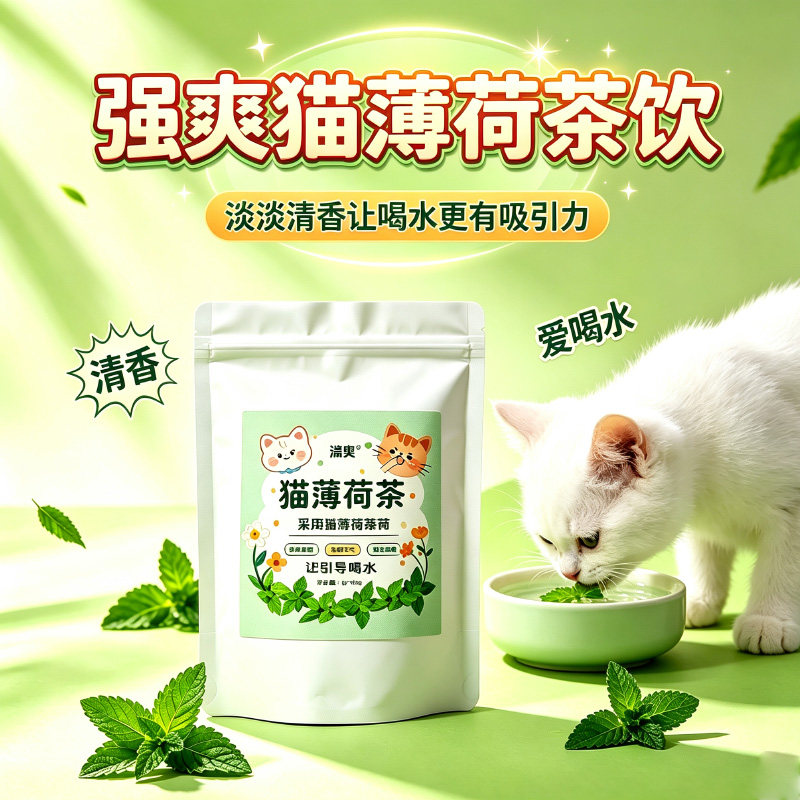 猫咪爱上喝水】天然猫薄荷茶防便秘眼屎尿闭诱导猫咪喝水独立茶包