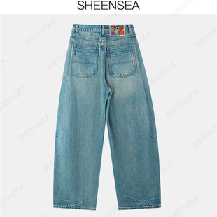 百搭修身 新款 显瘦水洗阔腿牛仔裤 老爹裤 诗姗姗女装 女裤 欧货2026款