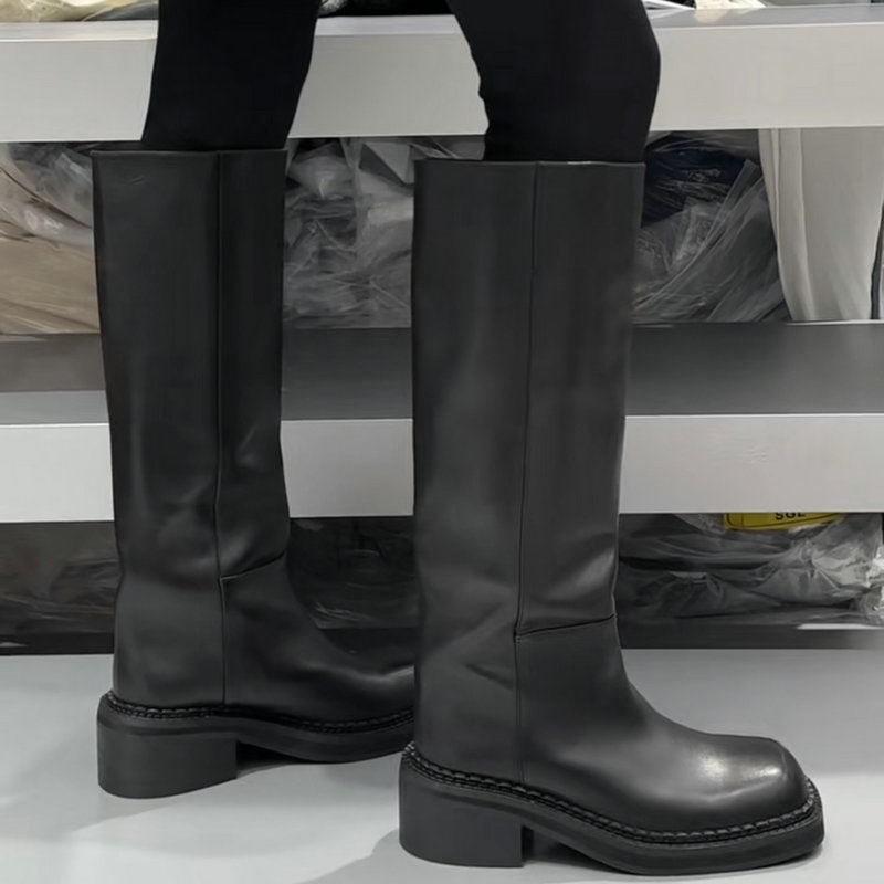 诗歌兰靴子厚底增高高筒骑士靴女