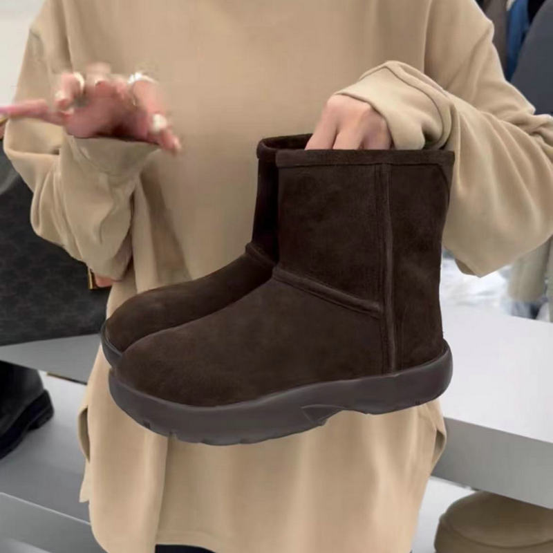 诗歌兰厚底加绒加厚羊羔毛雪地靴