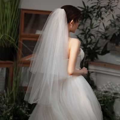 新娘蓬蓬求婚领证主婚纱结婚头纱