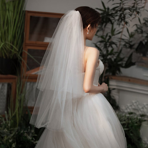 新娘蓬蓬求婚领证主婚纱结婚头纱