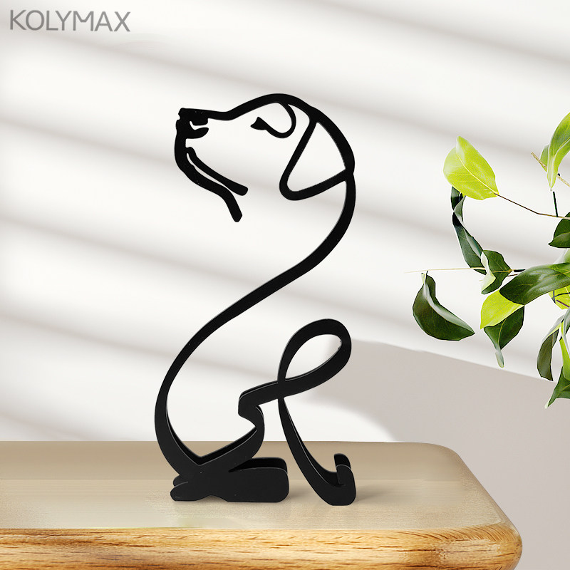 创意桌面旺财摆件现代几何线条模型简约铁艺狗狗摆饰金属工艺品,家居饰品,装饰摆件,淘宝优惠券,粉丝福利购,淘宝优惠卷