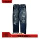 25SS CLASSIC STRAIGHT FDMTL DENIM复古水洗破坏补丁直筒牛仔裤