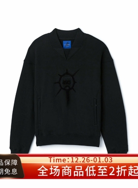 KIKO NOVALIS系列SWEATSHIRT黑色刺绣毛圈布宽松套头运动衫卫衣