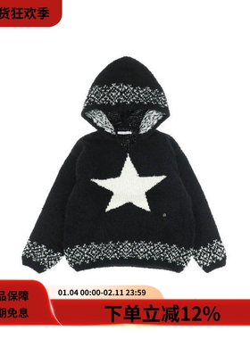 #HPT#Children of the discordance22AW黑色羊毛混纺宽松连帽卫衣