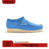 Clarks其乐Wallabee复古潮流莫辛卡鞋 低帮生胶底蓝色袋鼠鞋 男