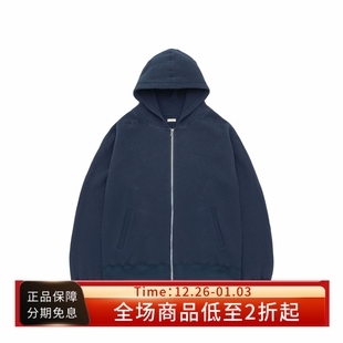 Hoodie海军蓝华夫格宽松拉链帽衫 nanamica Zip 保暖卫衣 25FW