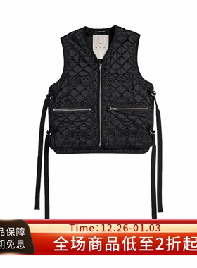 #HPT#SONG FOR THE MUTE 22SS黑色菱格宽松可调节围裙式飘带背心