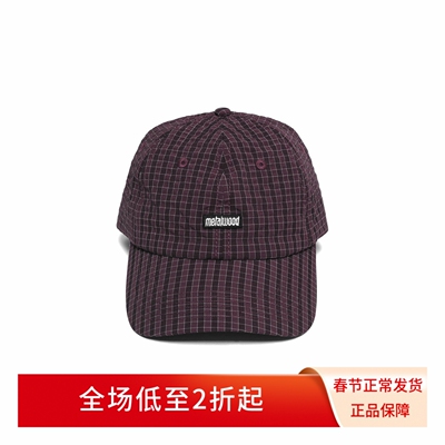 Metalwood复古格纹弯檐帽鸭舌帽