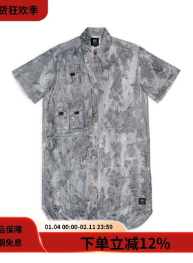 #HPT#Brain Dead 22SS SHIRT DRESS灰白色花纹多袋宽松衬衫式长裙