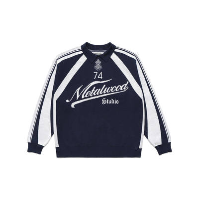 Metalwood宽松针织足球长袖T恤