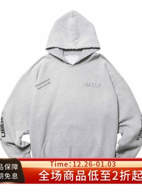 Liberaiders 25FW HOODIE复古做旧手绘印花灰色宽松套头帽衫卫衣