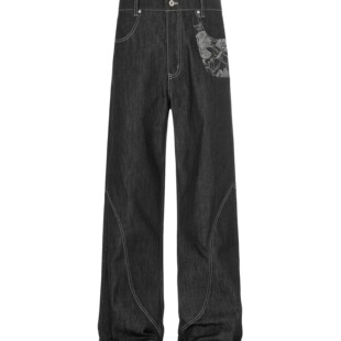 K12 25日本冈山“青花瓷”提花复古直筒高硬度原牛仔K12Freedom男