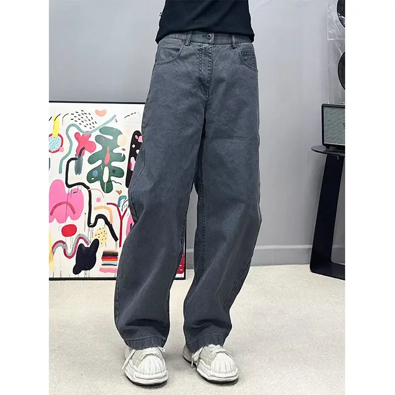 工装休闲裤美式设计感长裤纯色水洗时尚直筒裤阔腿裤韩版男女同款,女装/女士精品,大码裤装,淘宝优惠券,粉丝福利购,淘宝优惠卷