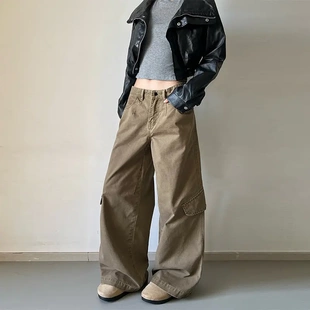 BGXMB美式阔腿工装裤男女情侣宽松直筒休闲长裤石磨vintage裤子潮