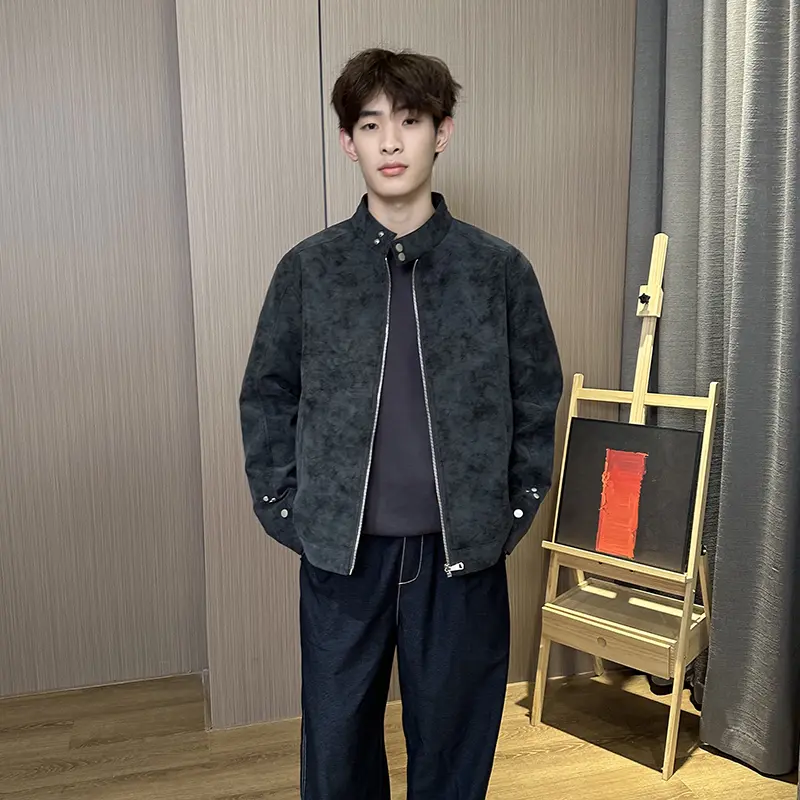 MANRESHOW【流光风皮衣夹克外套 秋季美式复古皮衣男潮流机车夹克