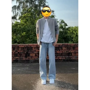 onun小成同款人夫感水洗牛仔裤男夏季高街vibe裤痞帅微喇直筒裤