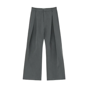 TURNTIDE 立体A字廓形双层褶弯刀西裤宽松通勤cleanfit夏休闲长裤