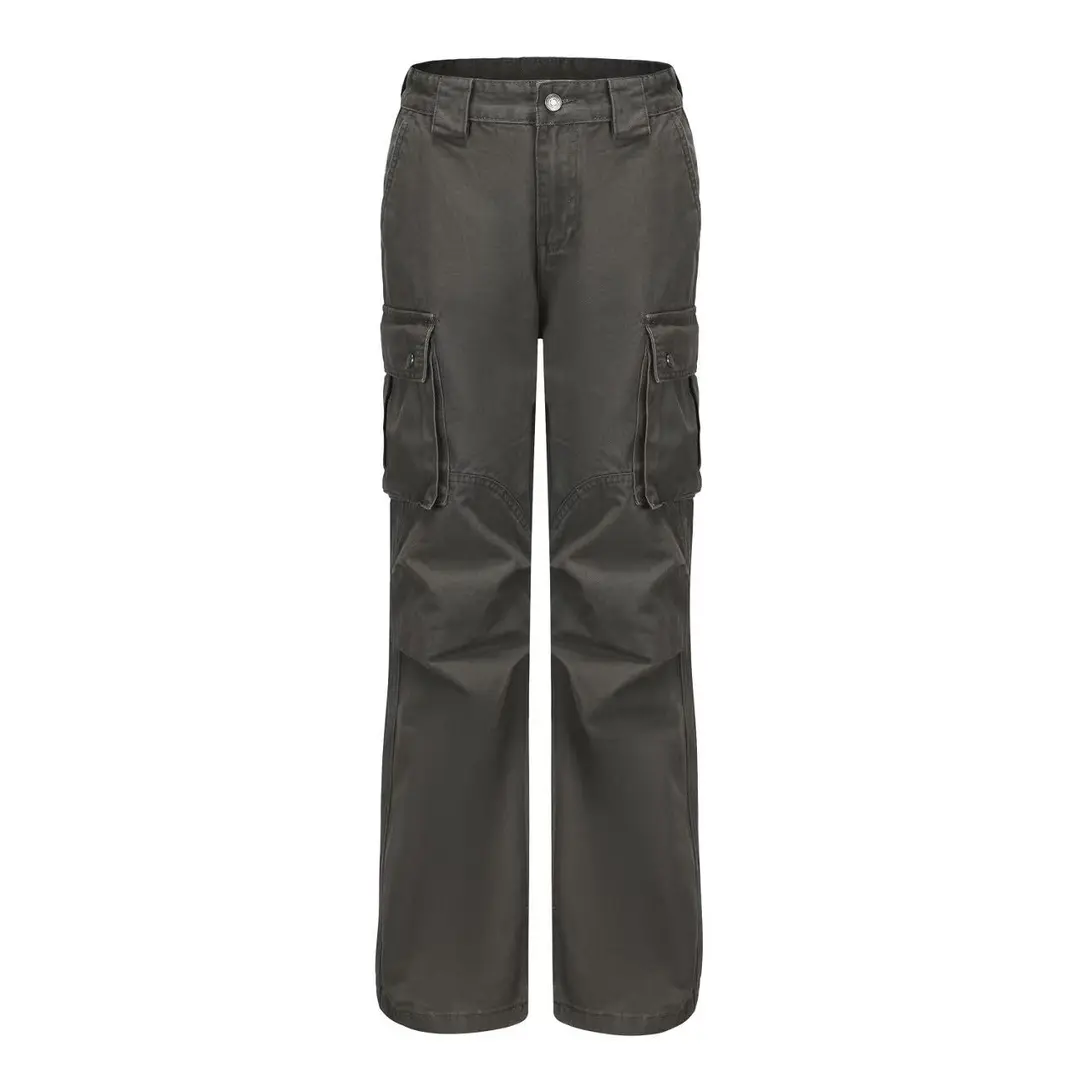 「Pansk」水洗做旧风琴口袋修身工装裤Cleanfit立体剪裁微喇复古