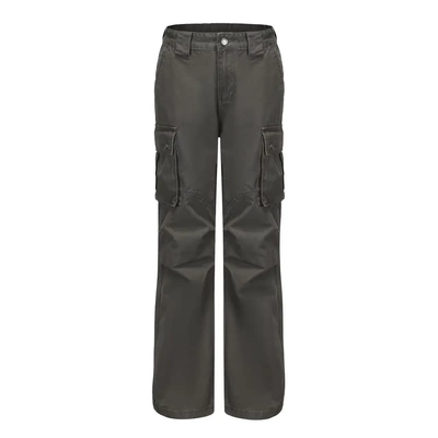 「Pansk」水洗做旧风琴口袋修身工装裤Cleanfit立体剪裁微喇复古