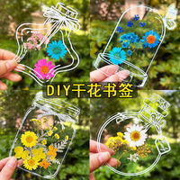 干花书签标本塑封膜瓶子里的秋天手工diy材料收集小学生透明贴纸植物玻璃瓶叶脉树叶粘贴画创意自制压花礼物