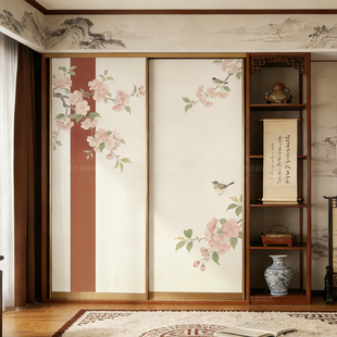 中式复古家具翻新贴纸柜子柜门橱柜鞋柜衣柜旧物改造壁纸自粘墙纸