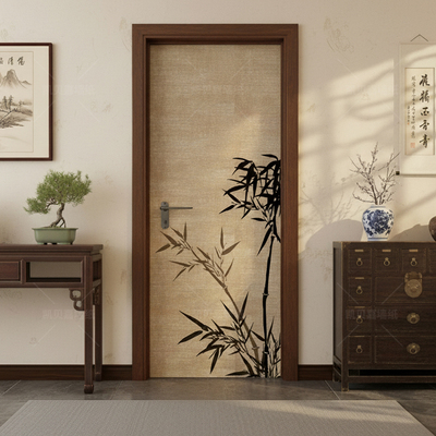 中式翻新门贴纸自粘防水加厚