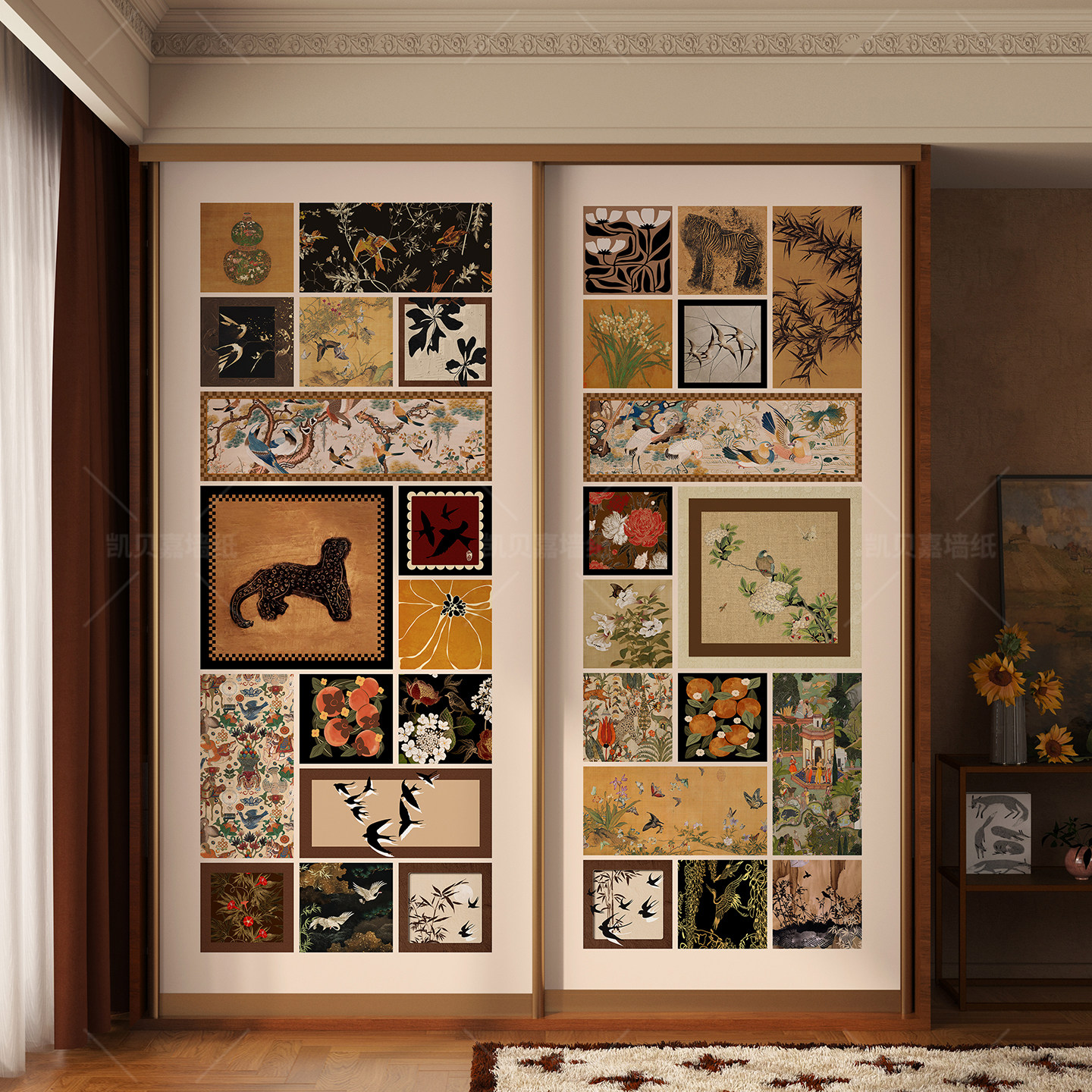 中古风衣柜门翻新贴纸自粘油画布