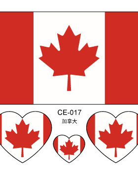 CANADA加拿大一次性脸贴纸加油足球活动国际日礼物学校幼儿园