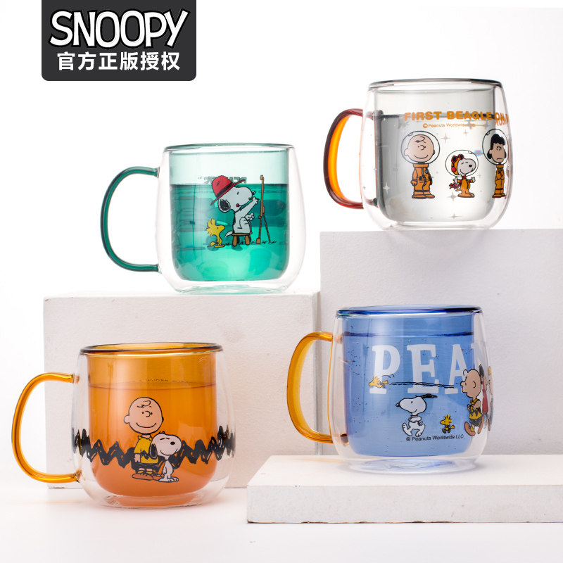【官方正品】Snoopy史努比正版卡通授权双层玻璃喝水茶杯送礼,餐饮具,玻璃杯,淘宝优惠券,粉丝福利购,淘宝优惠卷