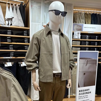 试衣间出品男女情侣休闲拉链短外套巴恩风翻领夹克478230/480827
