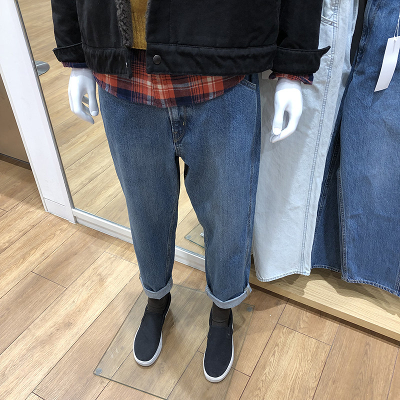 【吹爆它】设计师合作款 男装宽腿窄口潮流牛仔裤2638