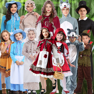 儿童动物演出表演大灰狼小红帽狼来了幼儿成人连体话剧舞台衣服装