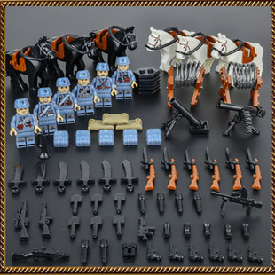 中国远征军积木军事人仔士兵人偶八路军美军德苏军拼装男孩子玩具