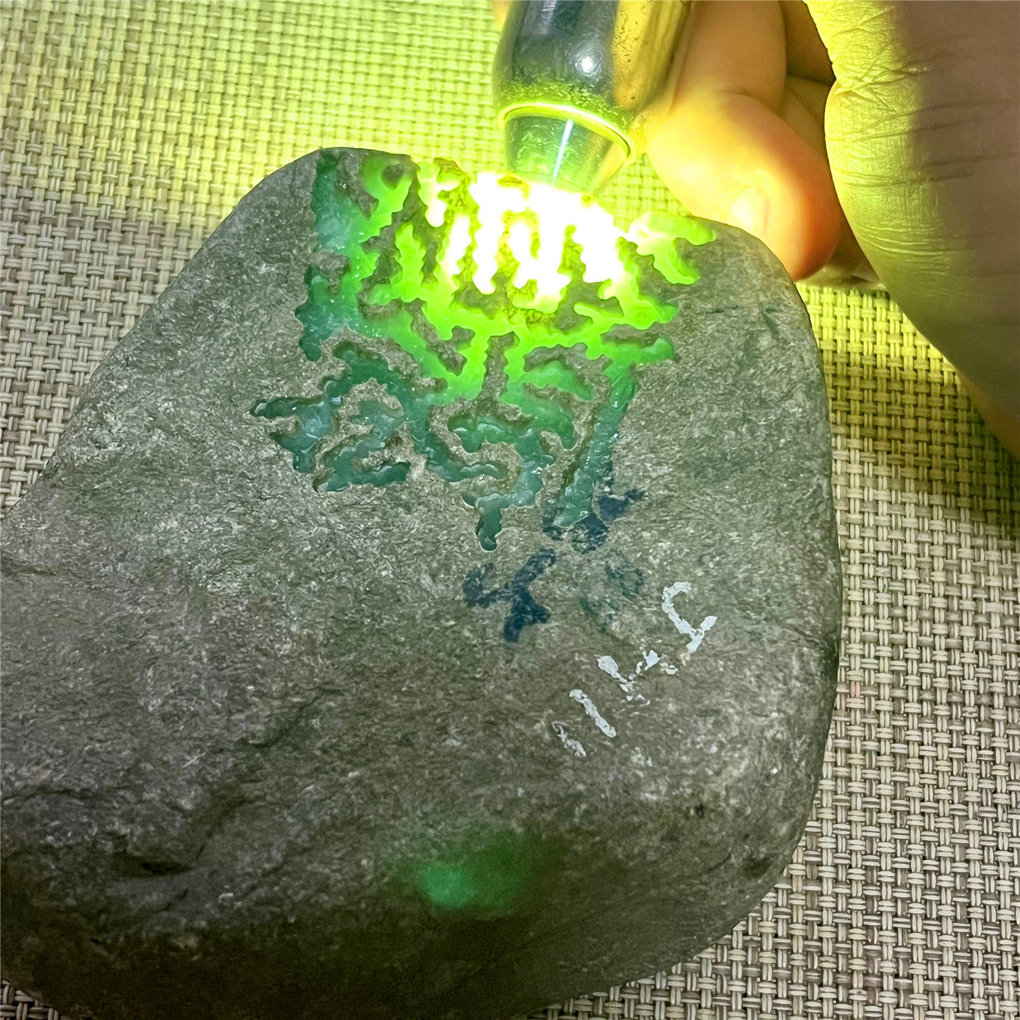 天然老坑翡翠玉石后江满晴手镯料