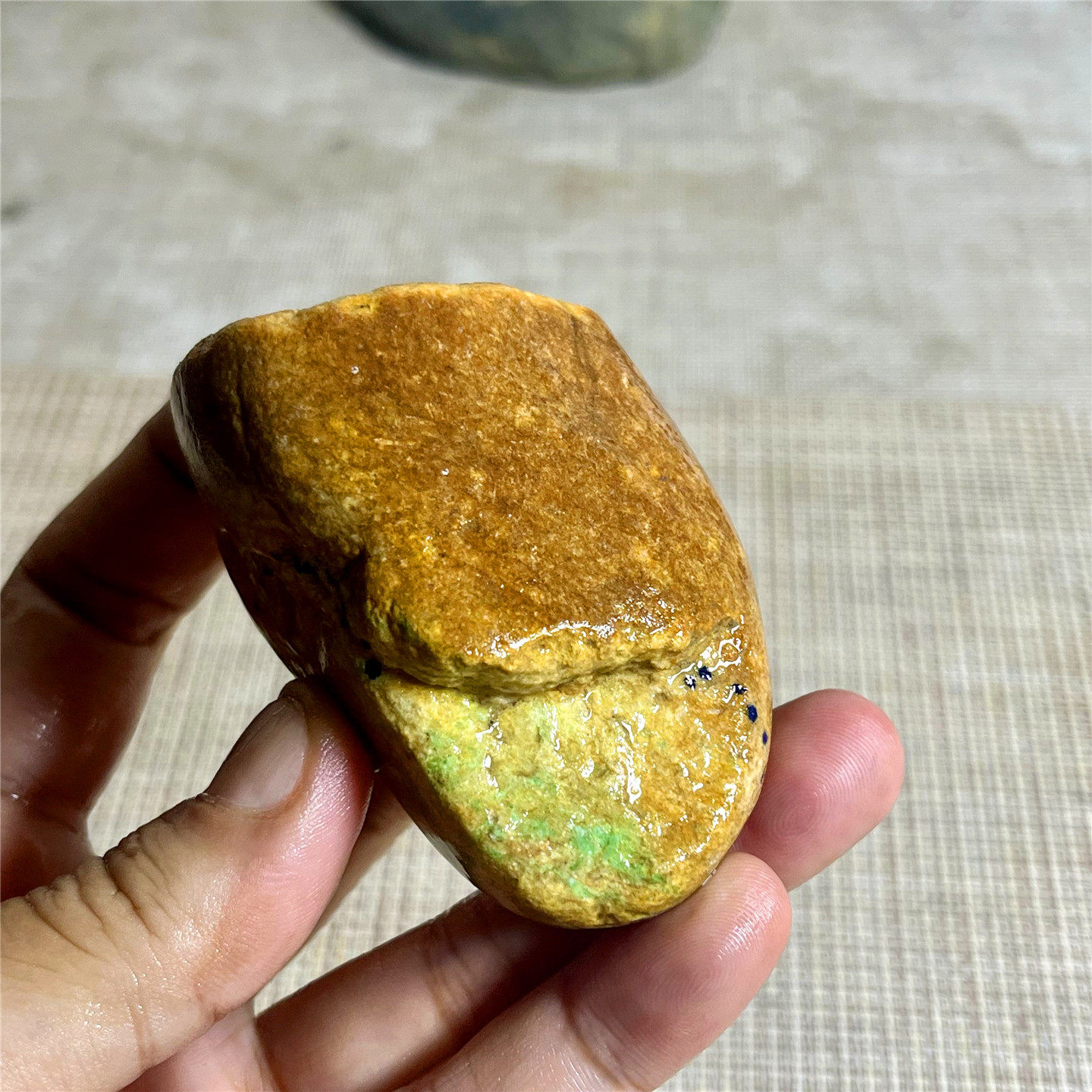 天然老坑翡翠玉石大马坎黄翡色带