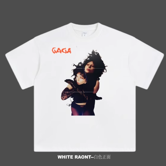 【ABCMJ】自制Lady gaga周边新专MAYHEM 同款重磅纯棉宽松短袖
