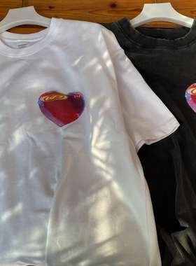 【ABCMJ】KATYPERRY水果姐Lifetimes心形美式重磅宽松水洗纯棉T恤