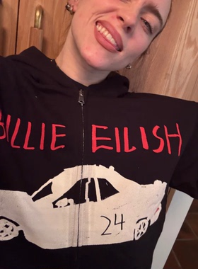 Dylan's T-Shirt Club x Billie 24 生日BOXY短版跨境加绒拉链衫