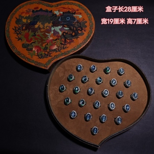 古董文玩珍品花丝工艺鎏金镶嵌星光宝石戒指一盒配老漆器盒摆件