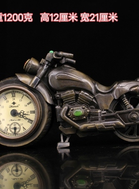纯铜仿古镶嵌宝石摩托车欧式古典钟表拉丝老式机械发条座钟家居