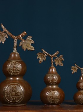 黄铜葫芦摆件铜葫芦福禄家居客厅装饰品办公室桌面居家摆设铜器